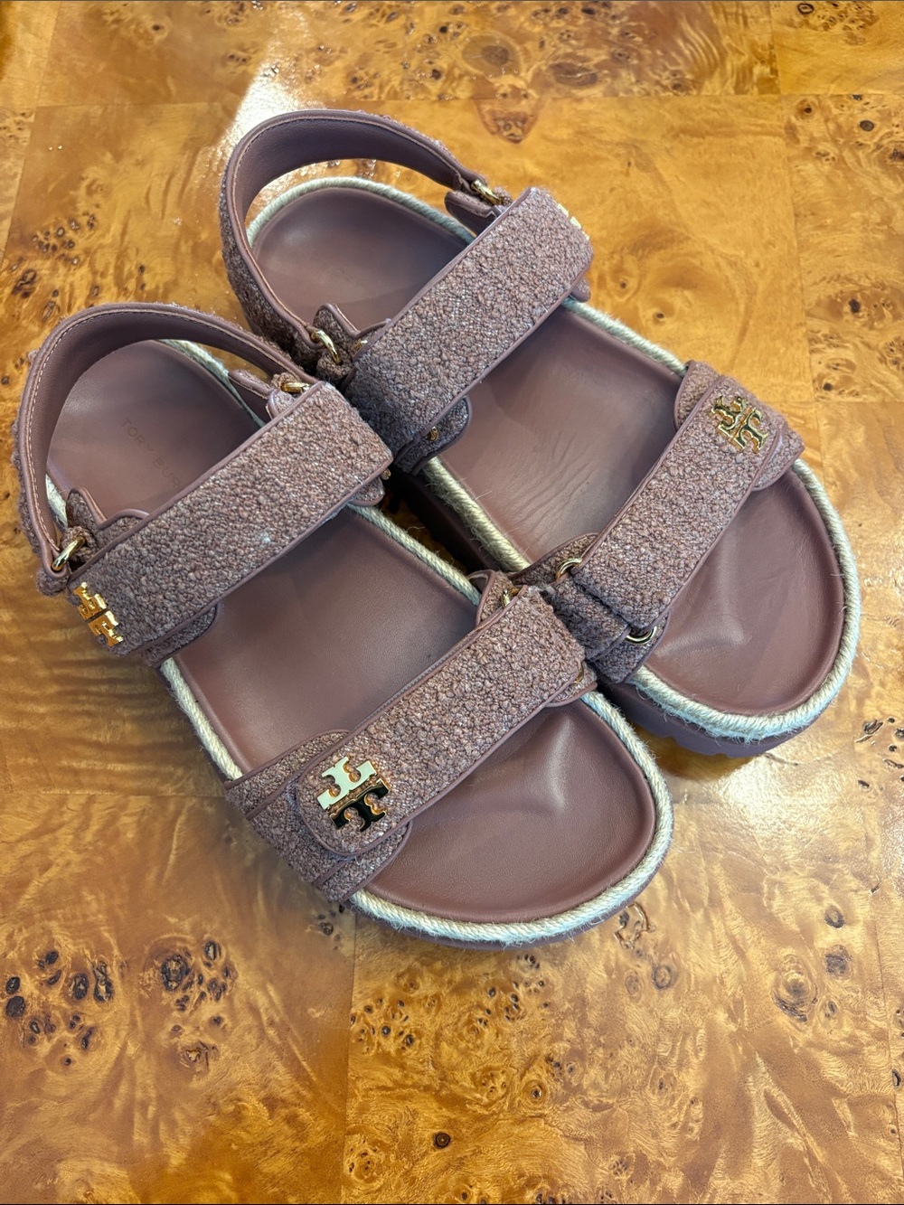 Tory Burch Kira Rope Sports Sandals Boucle in color Mauve. Size 8.5
